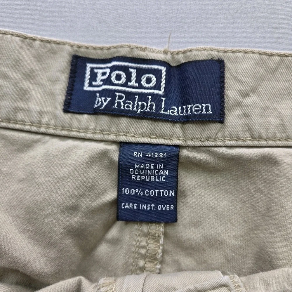 Vintage 90s Polo Ralph Lauren Shorts Mens 42 (Fit 40) Beige Pleated Chino 7